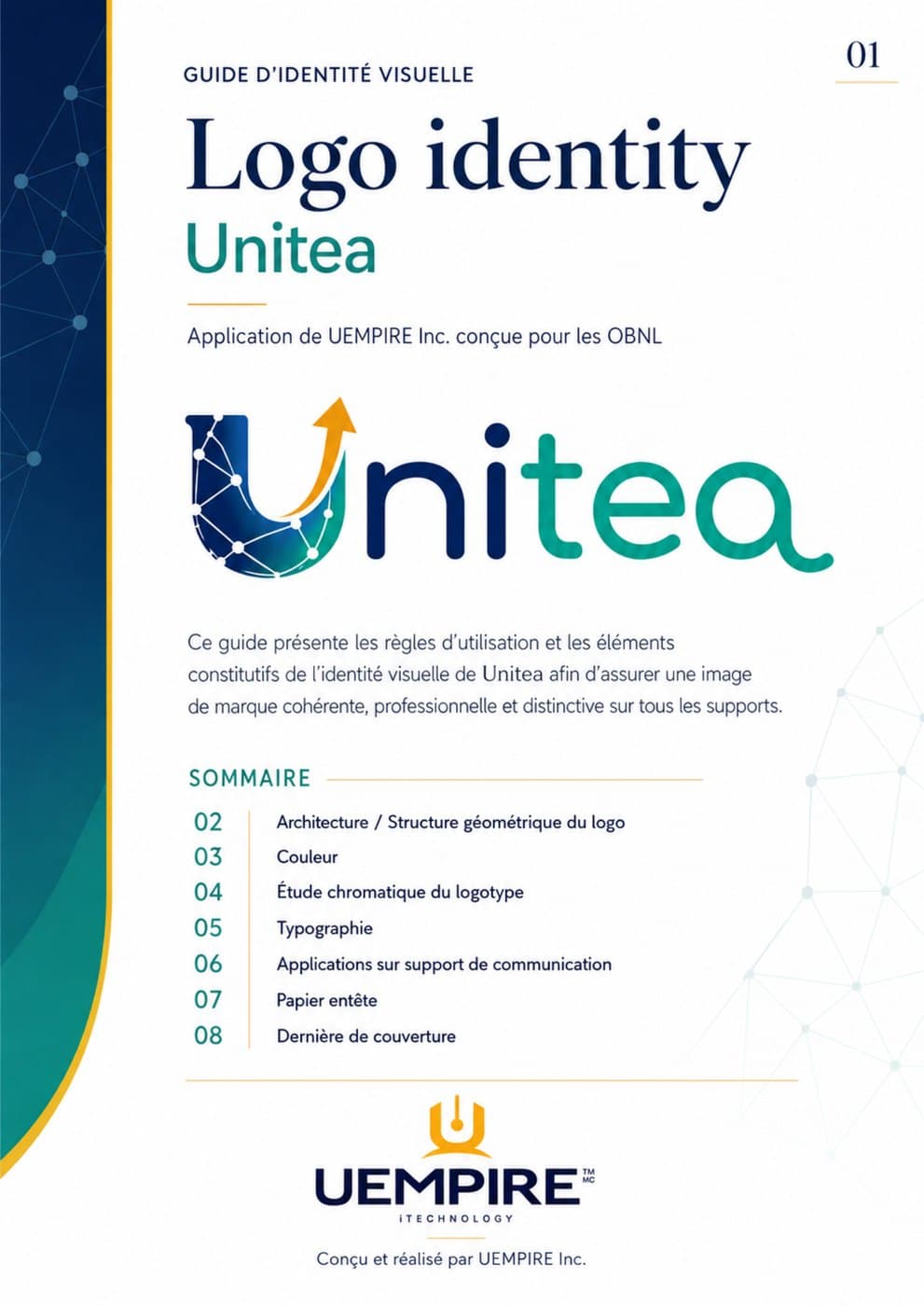 Couverture du guide d’identité visuelle Unitea